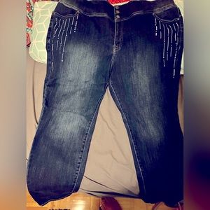 26 Lane Bryant Stretch Fashion Embellished Blue Jeans